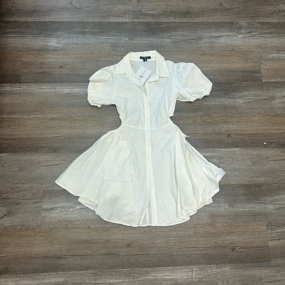 Chic White Puff Sleeve Mini Dress